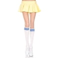 thumbnail image 1 of 5736-WHITE-BLUE Striped Top Opaque Knee High Stockings, White & Blue, 1 of 1