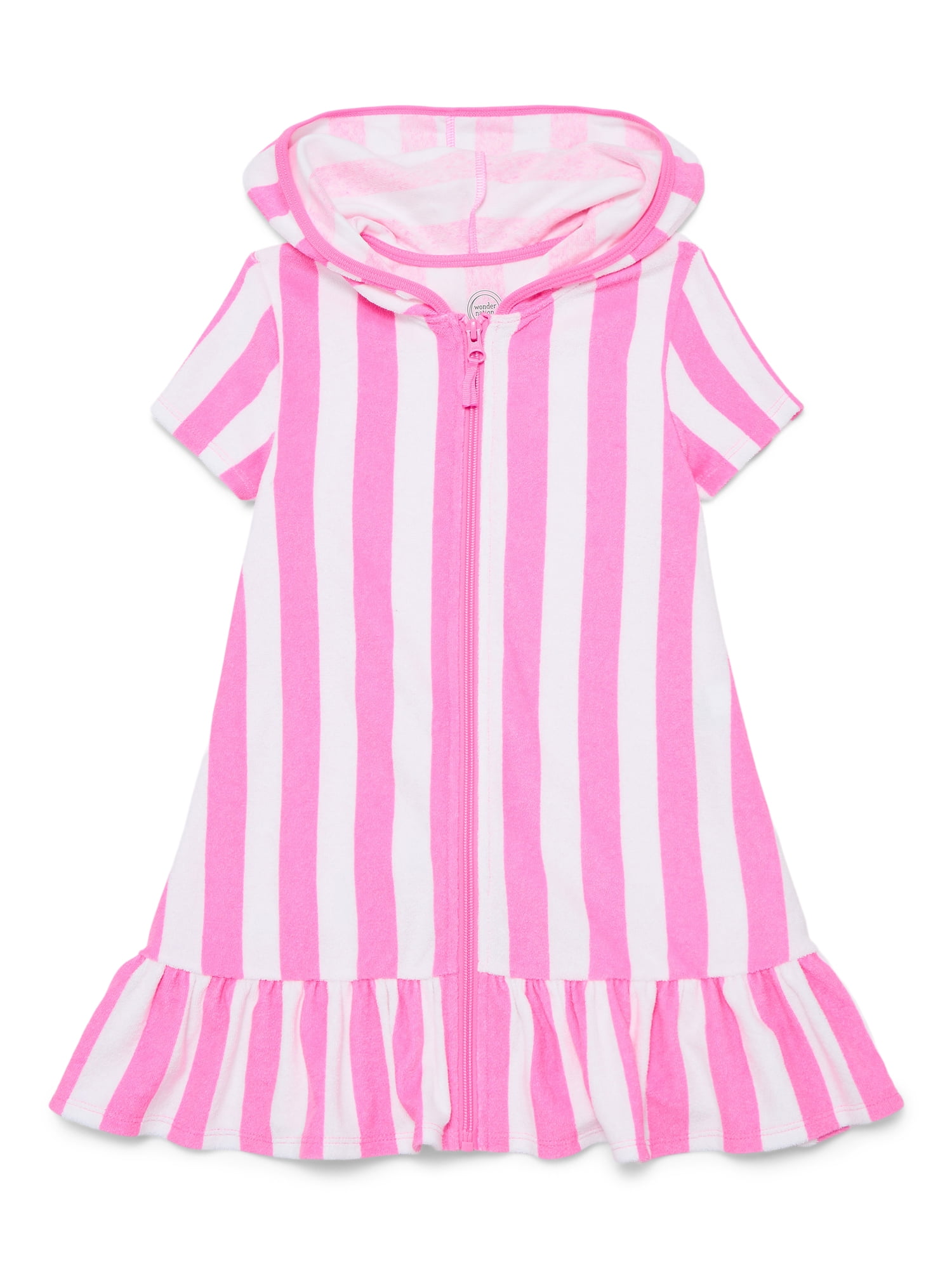 Wonder Nation Girls Terry Towel Swimsuit Coverup Dress with UPF 50+, Sizes 4-18 & Plus