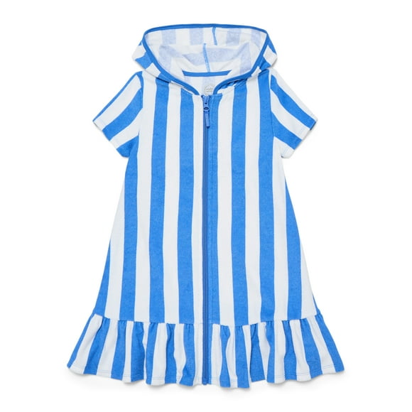 Wonder Nation Girls Terry Towel Swimsuit Coverup Dress with UPF 50+, Sizes 4-18 & Plus