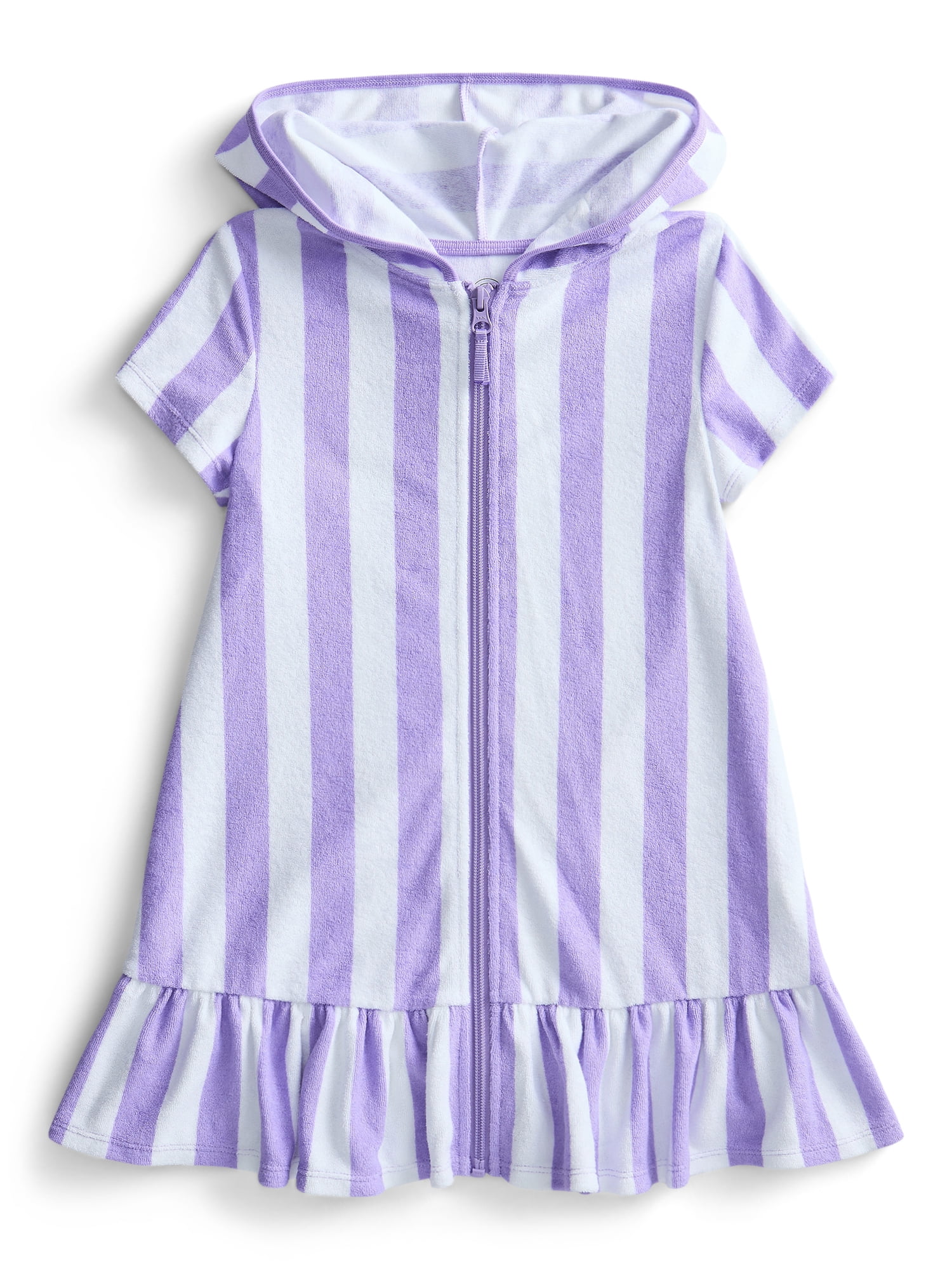 Wonder Nation Girls Terry Towel Swimsuit Coverup Dress with UPF 50+, Sizes 4-18 & Plus