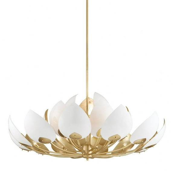 5754-GL/WH-Hudson Valley Lighting-Lotus - 21 Light Chandelier in Modern Style - 54 Inches Wide by 30.5 Inches High-Gold Leaf Finish-White Shade Color