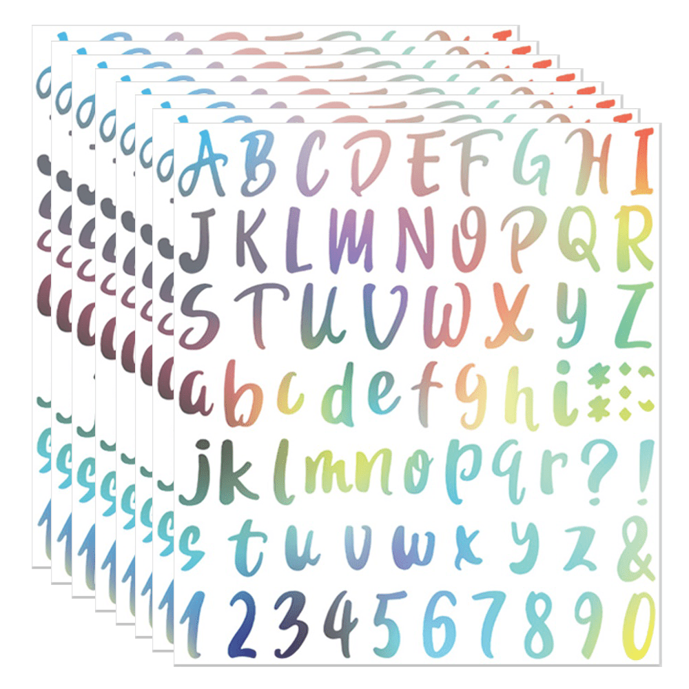 576 Pieces 8 Sheets Letter Stickers Glitter Small Self Adhesive ...
