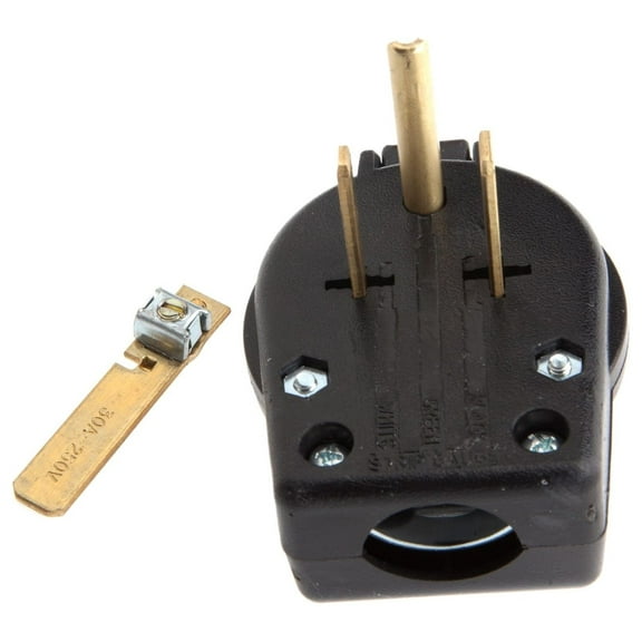 57602 Male Electrical Plug, Pin-Type, Nema 6-30 6-50,Black