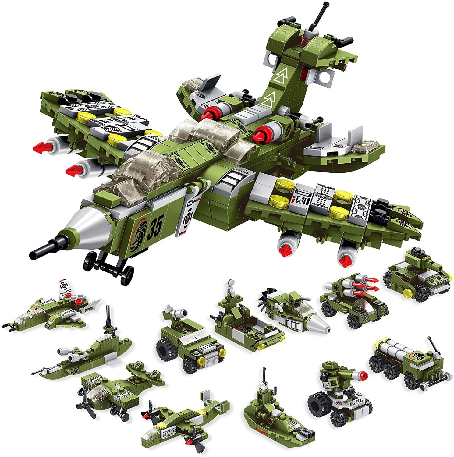 576PCS Building Block Toys,Engineering Building Bricks Toys,25-in-1 Destroyer Fighter Playset Creative Construction Toy Kits Gifts Toy Christmas Gifts