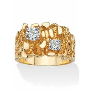 5789511 Mens 1.05 TCW Round Cubic Zirconia Nugget Ring with 14K Gold-Plated, Size 11