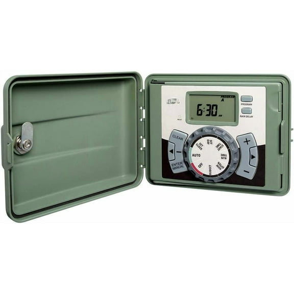 57896 6-Station Outdoor Swing Panel Sprinkler System Timer, Green