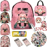 57PCS/set Anime Spy X Family Backpack Students Children Boys Girls Schoolbag Teens Cartoon Travel Laptop Backpack Chest Bag