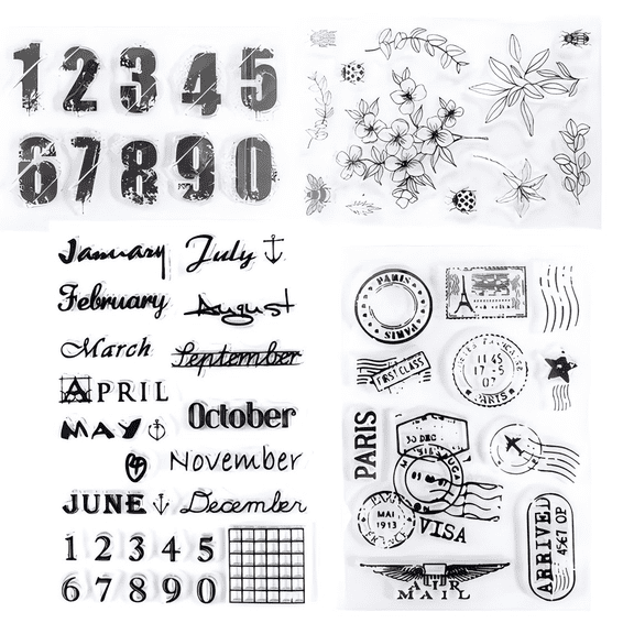 57Pcs Transparent Silicone Seal Stamps Sets 4×6inch Christmas Holiday Stamping Seals Making DIY Scrapbooking Supplies