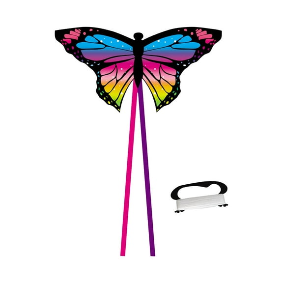 57X20In Beach Kite for Flying Easy Butterfly Kite Pink Large Outdoor Game Toy with Handle and String for Families and Friends