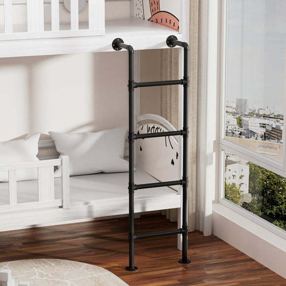 57in Wall Mounted Metal Step Ladder for Home Loft, Four Step, Height Entrance Egress Ladder, Basement Window Well Egress Ladder for Attic,Dorm, Loads 330lbs