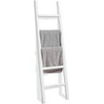 thumbnail image 1 of 57in Wood Blanket Ladder Living Room Decorative Wall Leaning Farmhouse Quilt Display Holder Rustic Wooden Towel Rack for Bathroom, White, 1 of 12