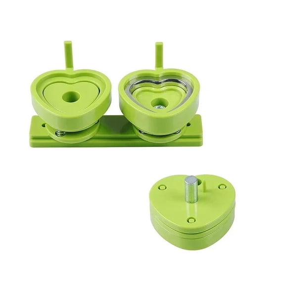 57mm Green Pink Heart Shaped Badge Mold for Sliding Style Badge Button Maker Machine ,Easy to Use
