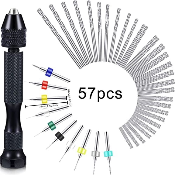 57pcs Hand Drill Set Pin Vise Hand Drill Bits For Diy Jewelry And Crafts