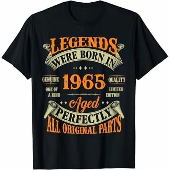 57th Birthday Tee Vintage Legends Born In 1965 57 Years Old T-Shirt