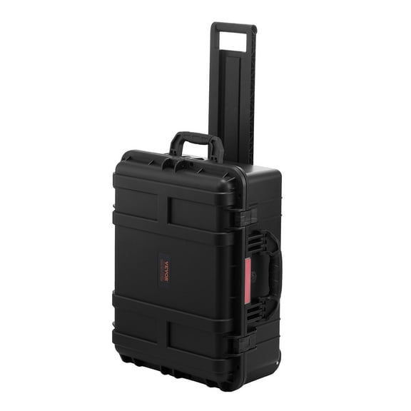 57x45x28cm Protective Hard Case, IP67 Waterproof Dry Box with Pre-Cut Foam, Wheels & Pull Handle for Cameras, Tools, Hunting, and Military Gear