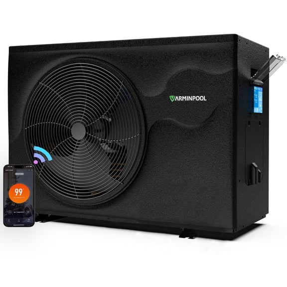 58,000 BTU Electric Inverter Pool Heater for Above Ground Pool Swimming Pool Heat Pump Inground Pool Heater 220V 18,000 Gallon Heating or Cooling WiFi Control Schedule