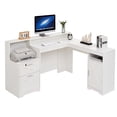 thumbnail image 1 of 58.2 Inch L-Shaped Executive Desk with Drawers & Storage Shelf, Corner Computer Desk with Power Outlets, Monitor Stand & Printer Shelf, 1 of 9