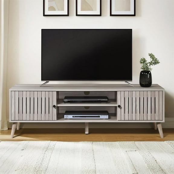 58.27 in. Tender Oak Wood TV Stand with 2 Storage Cabinets Fits TV's up to 65 in.