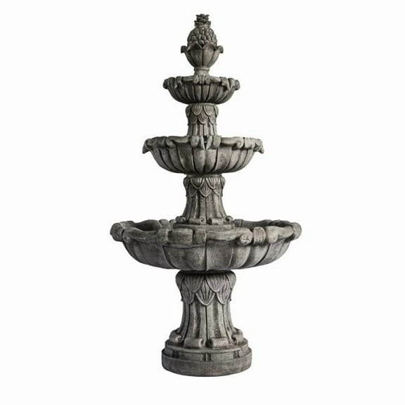 58.3' Leaf Classic Bird bath Water Fountain, 3-Tier, Outdoor Garden, With Pump, White Resin