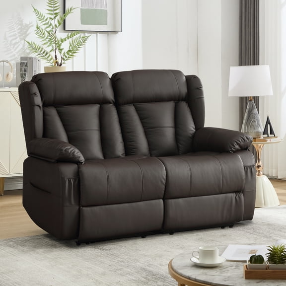 WISHDEER 56.7" Reclining Loveseat Sofa RV Loveseat Recliner Couch Home Theater Seating for Living Room Manual RV Recliners for Travel Trailers