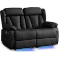 thumbnail image 1 of Loveseat Recliner Sofa, Manual Reclining Double Loveseat with USB-A & USB-C Ports/LED Lights, RV Couch for Living Room & Home Theater with Cup Holders/Side Pockets, 1 of 8