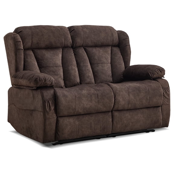 WISHDEER 58.3" Reclining Loveseat Sofa RV Loveseat Recliner Couch Home Theater Seating for Living Room Manual RV Recliners for Travel Trailers