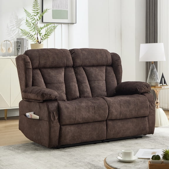 WISHDEER 58.3" Reclining Loveseat Sofa RV Loveseat Recliner Couch Home Theater Seating for Living Room Manual RV Recliners for Travel Trailers
