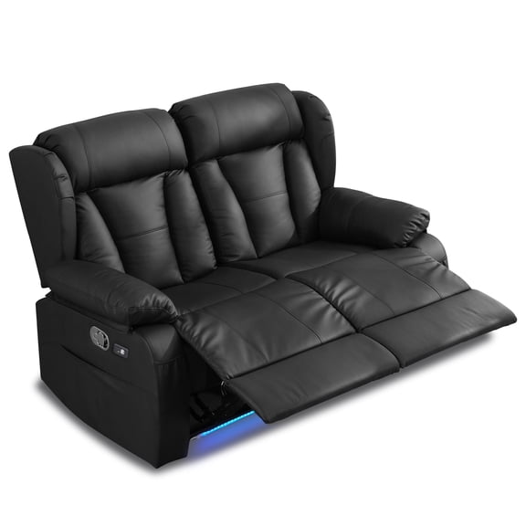 58.3" Manual Loveseat Recliner Sofa,Reclining Loveseat Home Theater Seating with LED Lights, USB Ports, Storage,Wall Hugger Recliner Couch for Living Room