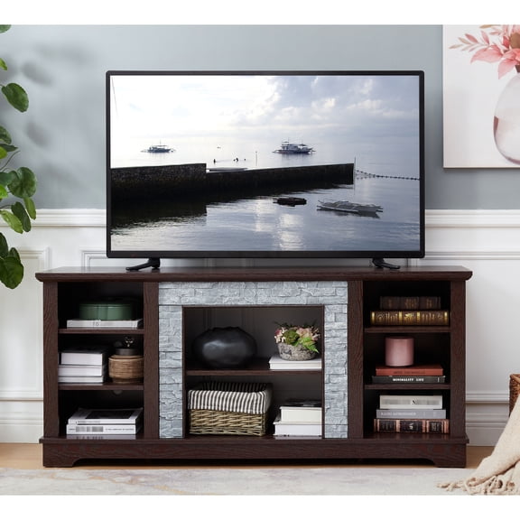 58.31'' Wide Stand - Store Entertainment Gadgets - Family Gathering Room - Tidy Cables with 6 Openings