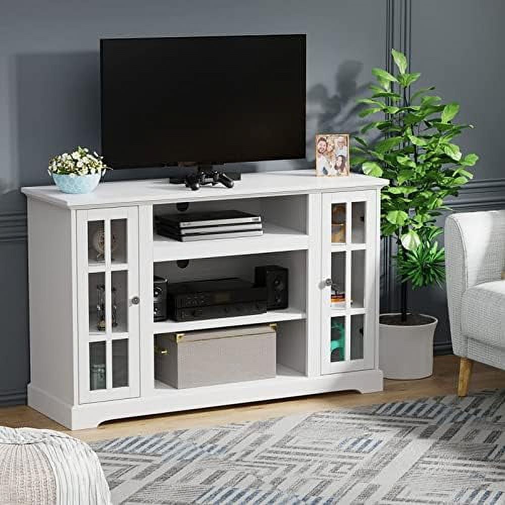 58" Glass Door TV Stand Modern Farmhouse Entertainment Center for 65