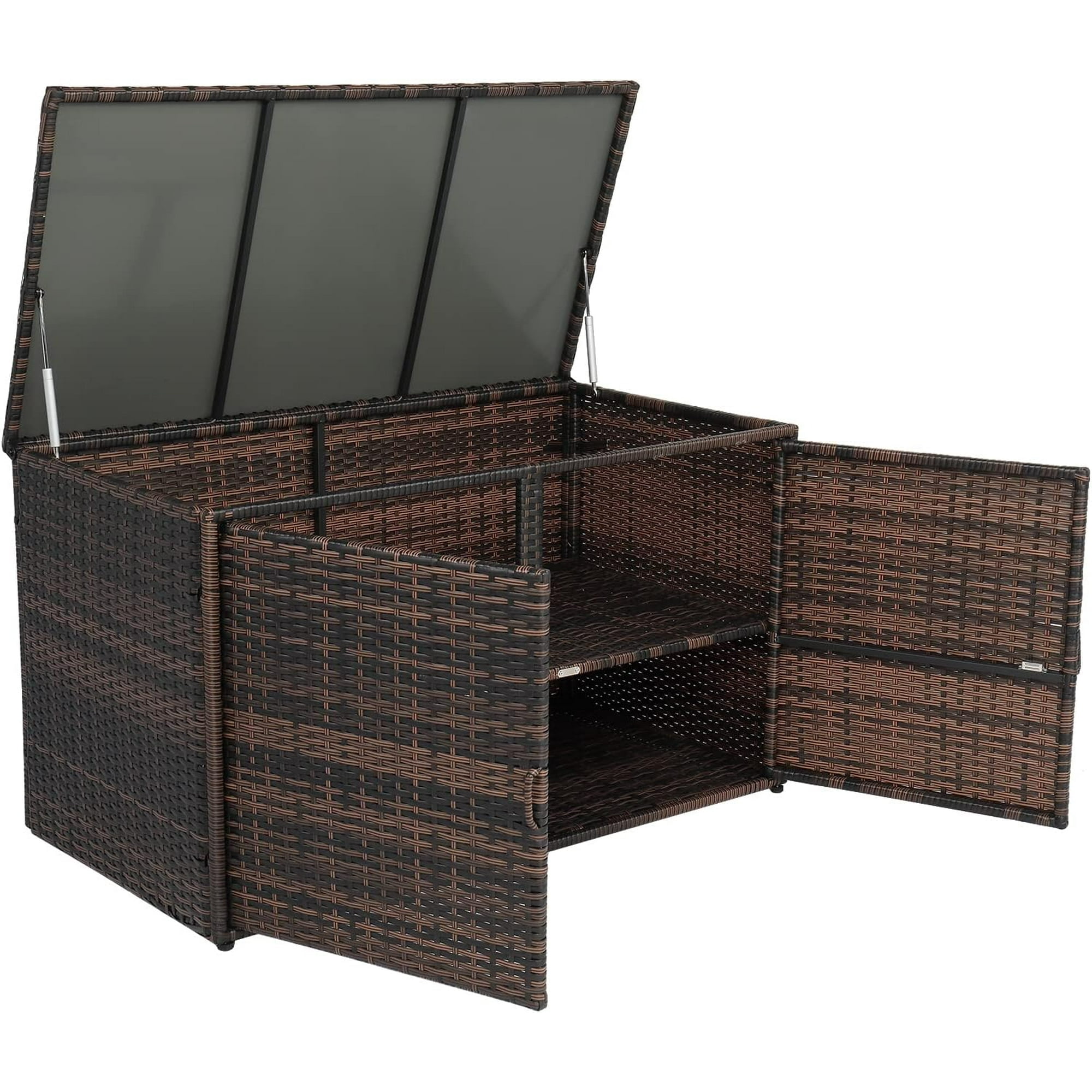 58+46 Gallon Deck Box Iron Frame Double Door Can Be Stored Brown