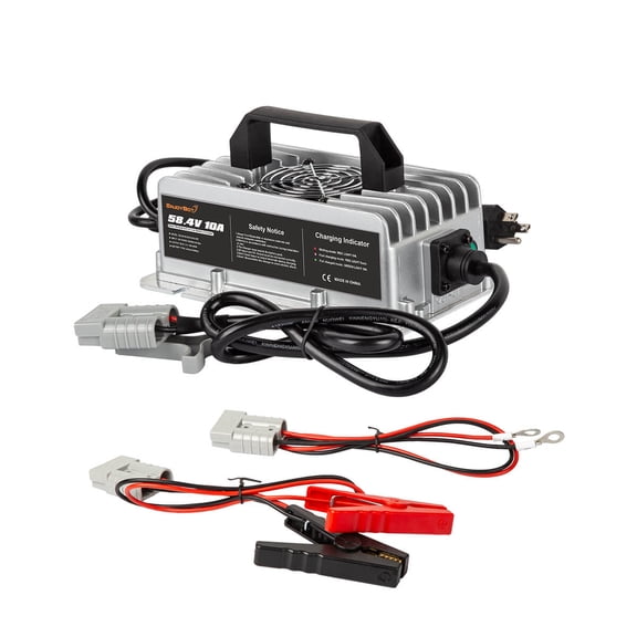 58.4V 10A LiFePO4 Lithium Battery DC Charger with Smart 0V Charing Function, 48 Volt Lithium Battery Charger Dedicated for Lithium LiFePO4 Deep Cycle Rechargeable Batteries of Boat, RV