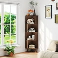 thumbnail image 1 of 58.5″ Corner Bookshelf Bamboo Bookcase 4-Tier Corner Storage Shelves for Living Room,Bedroom,Kitchen, Study,Home Office, 1 of 15