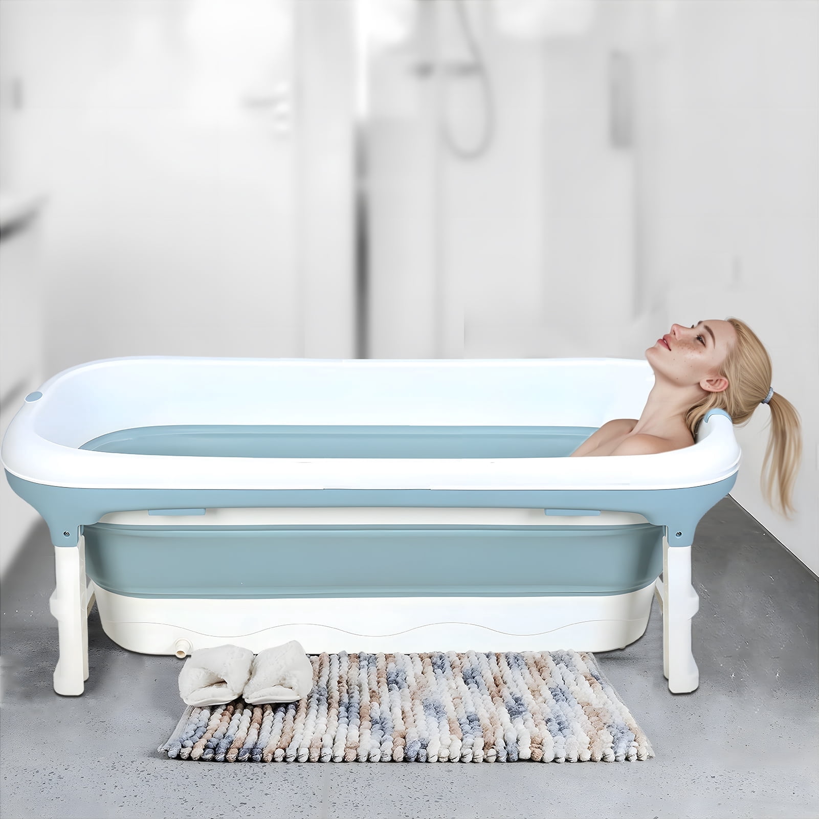 Seipola 58/50/46 inch Foldable Bathtub, Portable Bathtub for Adult Kids