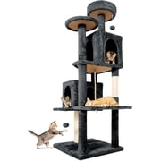 58.5inch Large Cat Tree Tower Condo for Indoor Cats, Soft Plush Multi-Level Climbing Tree Cat House with Cat Cave, Scratching Post, More Entrance/Exit, Sisal Rope, Deep Grey