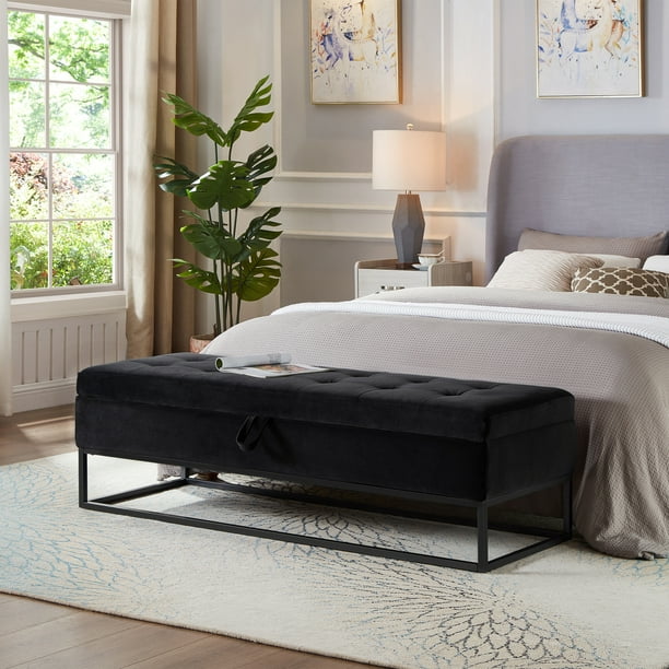 End of bed storage bench black discount