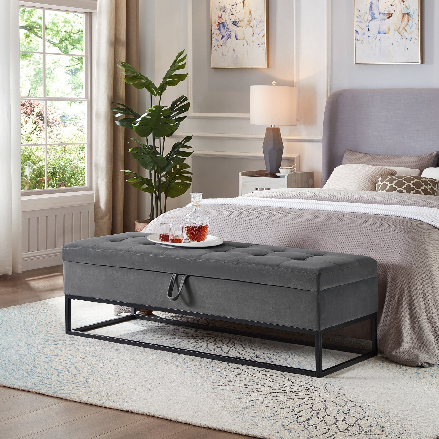 HOT End Of King Size Bench With Storage King Bed Storage