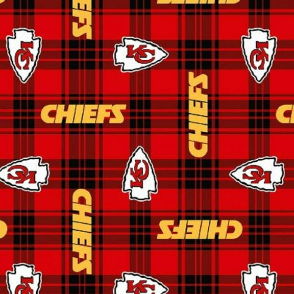 58"/60" Polyester Chiefs Plaid Fleece Sewing & Craft Fabric By The Yard, Red and Black