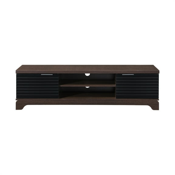 58.66 in. Dark Walnut Wood TV Stand with 2 Storage Cabinets Fits TV's up to 65 in.