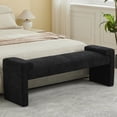 thumbnail image 1 of 58.7" End of Bed Bench,Upholstered Modern Bedroom Bench for Living Room & Entryway, Easy Assembly, Footrest Ottoman Accent Window Bench with Solid Wood Frame & Curved Arm, Black, 1 of 9