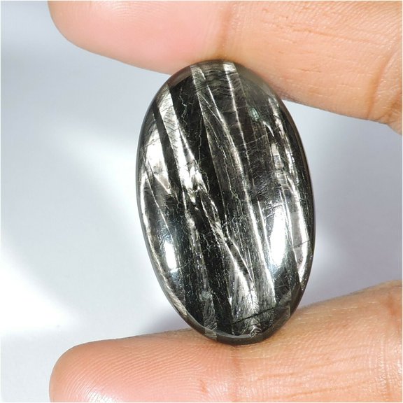 Khushi Gems Natural Hypersthene Oval Cabochon Loose Gemstone, 58.70 Ct