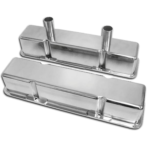 58-86 Chevy Small Block Tall Polished Al Circle Track Racing Valve Covers Smooth