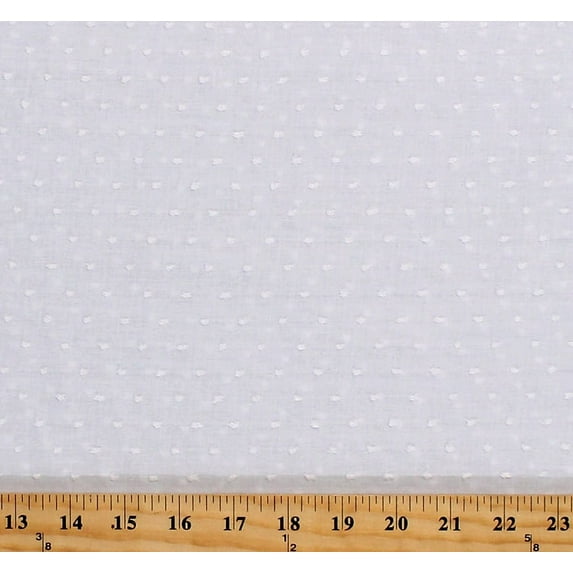 58" Cotton Swiss Tufted Dot Textured White Apparel Fabric by the Yard (3018R-8N)