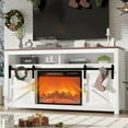 58" Farmhouse TV Stand with Fireplace, Entertainment Center w/Sliding