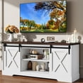 thumbnail image 1 of 58" Farmhouse TV Stand for 65 Inch TVs with Sliding Barn Door, Rustic Wood Entertainment Center Media Console Cabinet for Living Room, 1 of 7