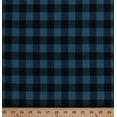 thumbnail image 1 of 58" Flannel Aqua and Black Buffalo Plaid Checks Checked Squares Woven Cotton Flannel Fabric by the Yard (5095M-12A), 1 of 1