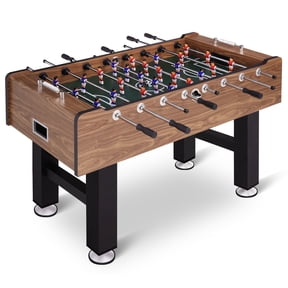 58" Full Size Foosball Table, Adult Soccer Table with 2 Balls, Heavy Duty Legs & Adjustable Leg Levelers, Arcade Football Game Table for Home, Office, Party & Game Room Brown