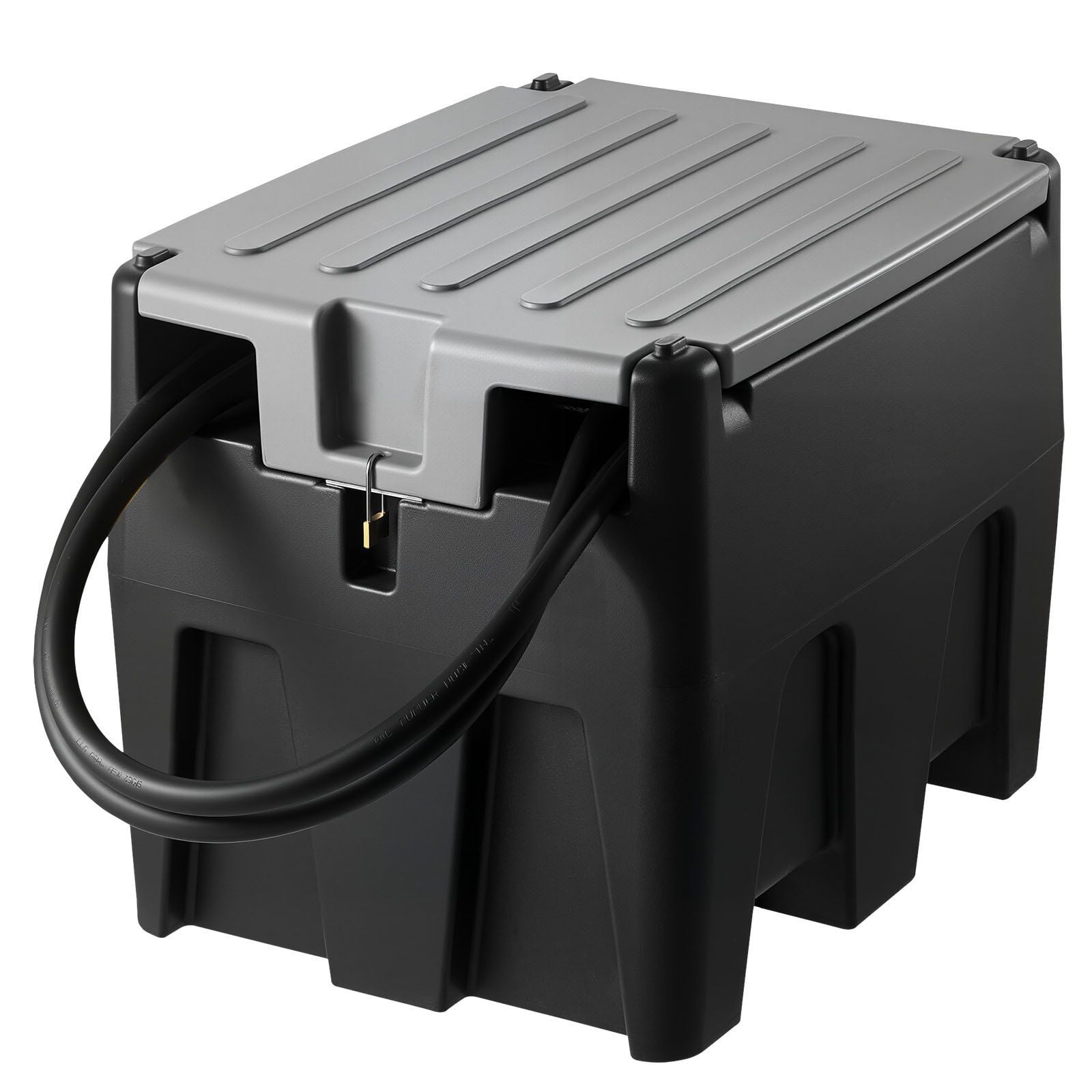 58 Gallon Portable Diesel Tank – Heavy Duty 12V Transfer Pump (10 GPM Flow Rate), Lockable Black Poly Tank – for Tractors, Trucks & Equipment – Includes Hose & Nozzle