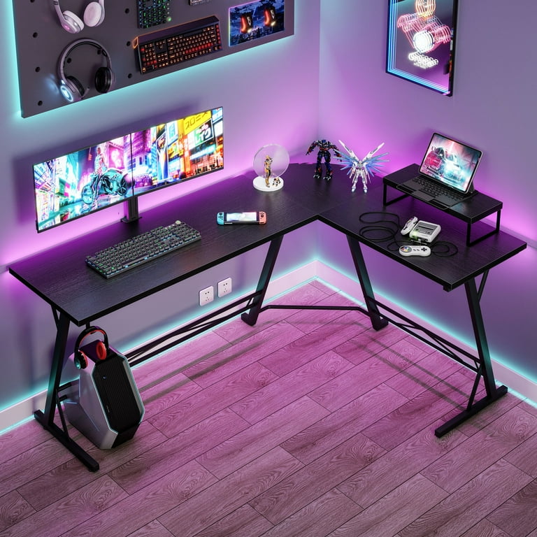 58 L Shaped Gaming Desk, Modern Style Computer Desk for Home Office,  Sturdy Home Office Writing Corner Computer Desk