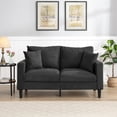 thumbnail image 1 of 58" High-Density Sponge Mid-Century Modern Sofa, Mid-Century Modern Couch with Hardwood Base, Loveseat Sofa Couch with 2 Pillows for Small Spaces, Dark Gray, 1 of 2